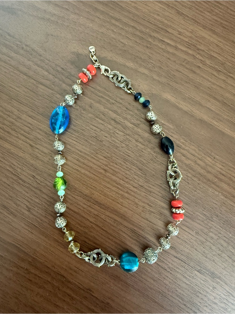 CAbi-Vintage Multicolor Beaded Tassel Necklace - Blue, Green, Red, Black, Gold. - Picture 2 of 4